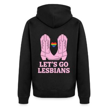 Let's Go Lesbians Lesbian - Unisex Premium Organic Zip Hoodie - black - Back - Nico (187cm)