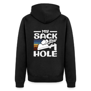 Cornhole Player My Sack Your Hole - Veste à capuche bio Premium Unisexe - noir - Dos - Nico (187cm)