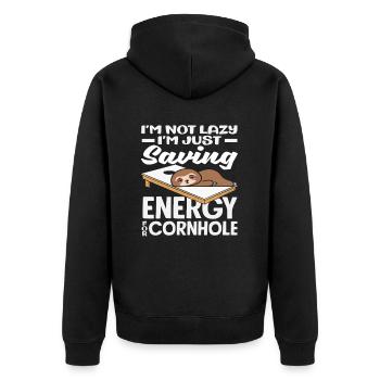 Cornhole Player économie d’énergie Drôle paresseux - Veste à capuche bio Premium Unisexe - noir - Dos - Nico (187cm)