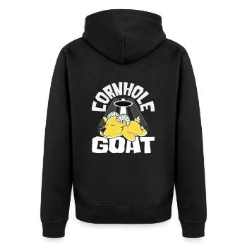 Cornhole Goat Für Cornhole Spieler - Unisex Premium Bio Zip Hoodie - Schwarz - Hinten - Nico (187cm)