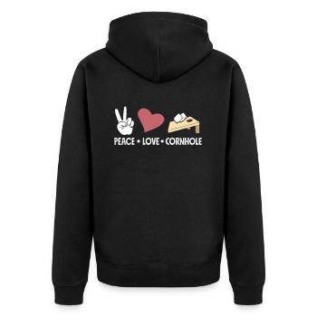 Peace Dear Cornhole Players - Unisex Premium Organic Zip Hoodie - black - Back - Nico (187cm)