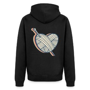 Crochet Crochet Crochet Crochet Knitting Heart - Unisex Premium Organic Zip Hoodie - black - Back - Nico (187cm)