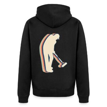 Croquet Player Team Retro Line Art - Unisex Premium Organic Zip Hoodie - black - Back - Nico (187cm)