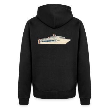 Kreuzfahrt Kreuzfahrt-Urlaub Retro Line Art - Unisex Premium Bio Zip Hoodie - Schwarz - Hinten - Nico (187cm)