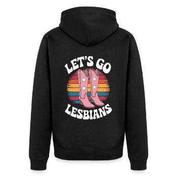 Let's Go Lesbians Lesbian - Unisex Premium Organic Zip Hoodie - black - Back - Nico (187cm)