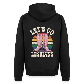 Let's Go Lesbians Lesbian - Unisex Premium Organic Zip Hoodie - black - Back - Nico (187cm)