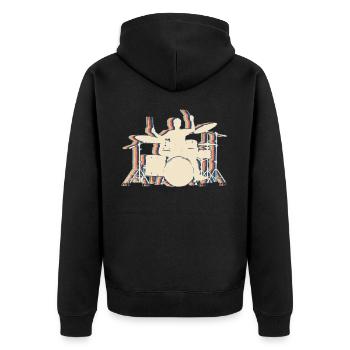 Drummer Drum Retro Line Art - Unisex Premium Organic Zip Hoodie - black - Back - Nico (187cm)