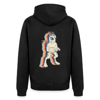 El Chupacabra Crypto Cryptozoology Retro Line Art - Unisex Premium Organic Zip Hoodie - black - Back - Nico (187cm)