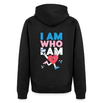 Transgender Trans LGBT Pride - Unisex Premium Bio Zip Hoodie - Schwarz - Hinten - Nico (187cm)