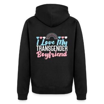 Transgender Trans LGBT Pride - Unisex Premium Organic Zip Hoodie - black - Back - Nico (187cm)