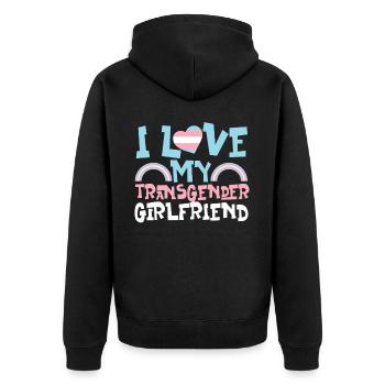 Transgender Trans LGBT Pride - Unisex Premium Bio Zip Hoodie - Schwarz - Hinten - Nico (187cm)