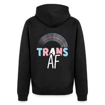 Transgender Trans LGBT Pride - Unisex Premium Bio Zip Hoodie - Schwarz - Hinten - Nico (187cm)