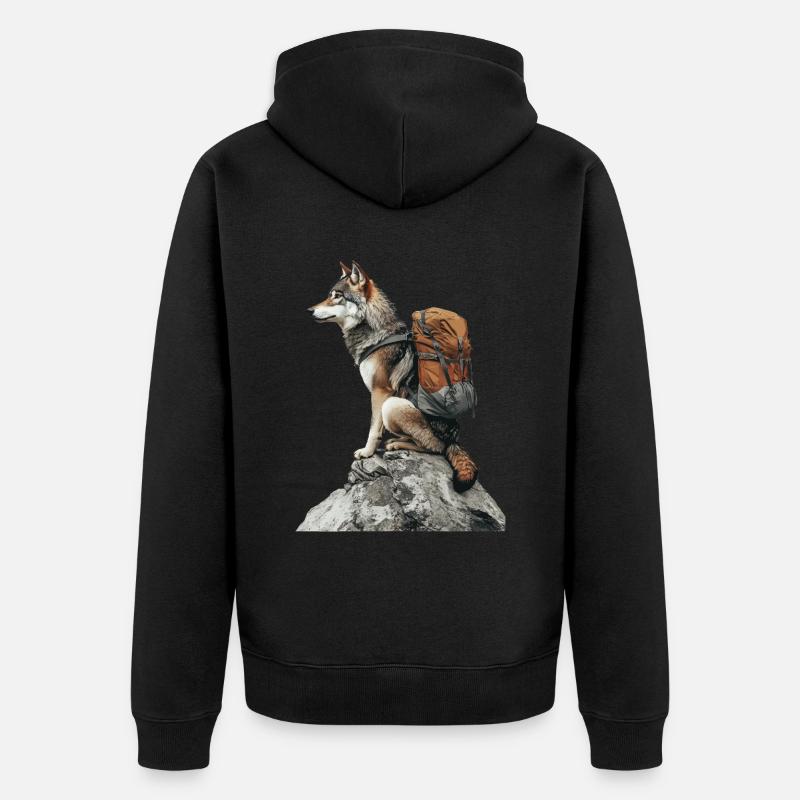 Wolf - Unisex Premium Bio Zip Hoodie - Schwarz