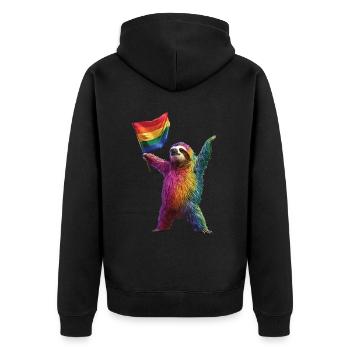 Faultier - Unisex Premium Bio Zip Hoodie - Schwarz - Hinten - Nico (187cm)