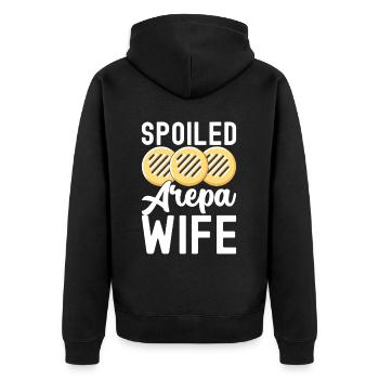 Venezolanische Arepas - Unisex Premium Bio Zip Hoodie - Schwarz - Hinten - Nico (187cm)