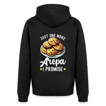 Venezolanische Arepas - Unisex Premium Bio Zip Hoodie - Schwarz - Hinten - Nico (187cm)