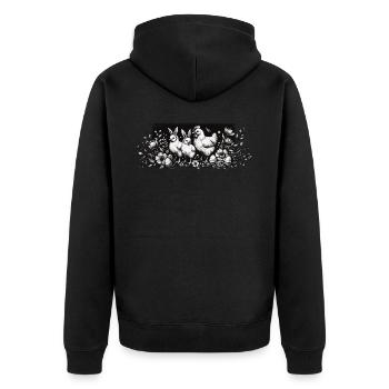 Poules de Pâques Poussins Lapins de Pâques Rétro Cottagecore - Veste à capuche bio Premium Unisexe - noir - Dos - Nico (187cm)