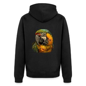 Realistischer Papagei Vintage Grunge Ästhetische - Unisex Premium Bio Zip Hoodie - Schwarz - Hinten - Nico (187cm)