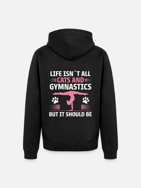 Gymnastik Siger Katte Sjov Gymnastik Gave - Premium økologisk unisex-hættejakke - sort