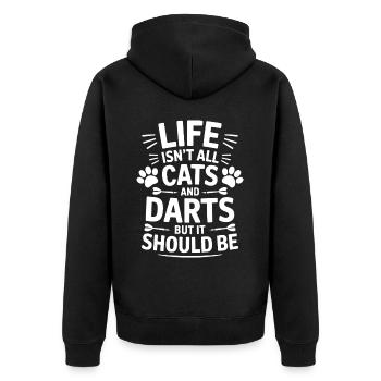 Fléchettes Dire Chats Fléchettes Drôles Fléchettes Cadeau - Veste à capuche bio Premium Unisexe - noir - Dos - Nico (187cm)