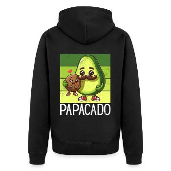 Papacado Avocado Papa Vatertag Vater Vaterschaft - Unisex Premium Bio Zip Hoodie - Schwarz - Hinten - Nico (187cm)