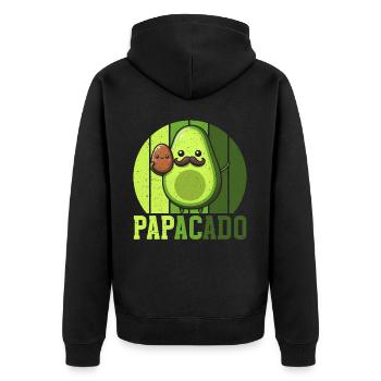 Papacado Avocado Papa Vatertag Vater Vaterschaft - Unisex Premium Bio Zip Hoodie - Schwarz - Hinten - Nico (187cm)