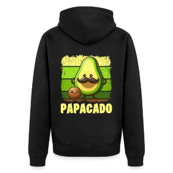 Papacado Avocado Papa Vatertag Vater Vaterschaft - Unisex Premium Bio Zip Hoodie - Schwarz - Hinten - Nico (187cm)