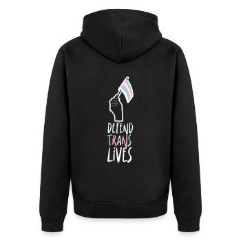 Transgender Trans LGBT Pride - Unisex Premium Bio Zip Hoodie - Schwarz - Hinten - Nico (187cm)