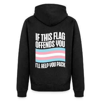 Transgender Trans LGBT Pride - Unisex Premium Bio Zip Hoodie - Schwarz - Hinten - Nico (187cm)