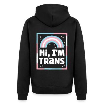 Transgender Trans LGBT Pride - Unisex Premium Bio Zip Hoodie - Schwarz - Hinten - Nico (187cm)