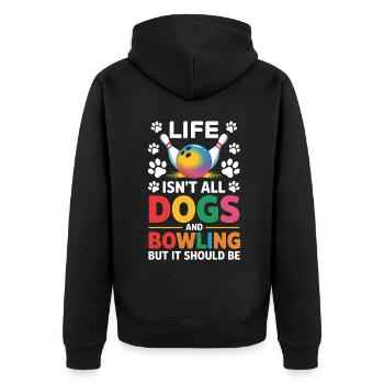 Bowling Spruch Hunde Lustiges Bowling Geschenk - Unisex Premium Bio Zip Hoodie - Schwarz - Hinten - Nico (187cm)