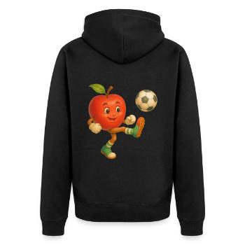 Apfel - Unisex Premium Bio Zip Hoodie - Schwarz - Hinten - Nico (187cm)