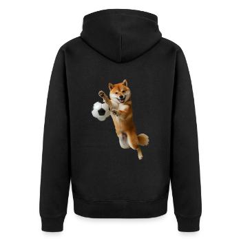Shiba Inu - Unisex Premium Bio Zip Hoodie - Schwarz - Hinten - Nico (187cm)