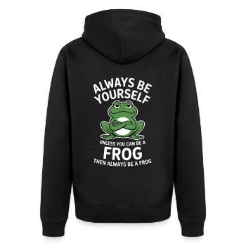 Frosch Spruch Kröte Lustiges Frösche Geschenk - Unisex Premium Bio Zip Hoodie - Schwarz - Hinten - Nico (187cm)