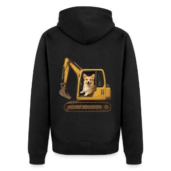 Corgi - Unisex Premium Bio Zip Hoodie - Schwarz - Hinten - Nico (187cm)