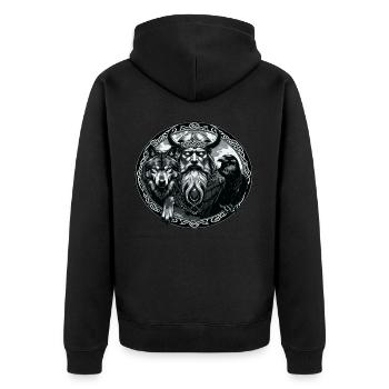 Odin Wikinger Valhalla Vikinger Hammer Thor Odin - Unisex Premium Bio Zip Hoodie - Schwarz - Hinten - Nico (187cm)