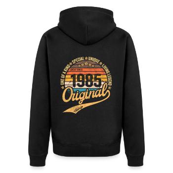 Rétro Vintage né en 1985 Millésime 1985 - Veste à capuche bio Premium Unisexe - noir - Dos - Nico (187cm)