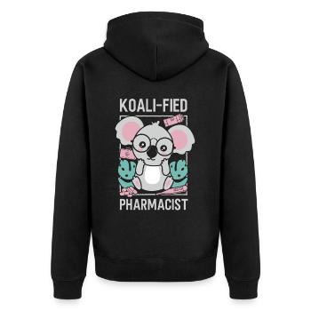 Pharmacy Tech Technician - Unisex Premium Bio Zip Hoodie - Schwarz - Hinten - Nico (187cm)