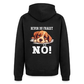 Before You Ask Nope No Dog Funny Saying Humor - Unisex Premium Organic Zip Hoodie - black - Back - Nico (187cm)