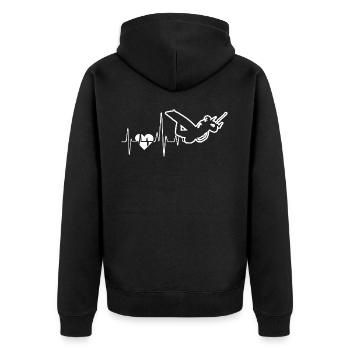 Kiteboarding Heartbeat - Unisex Premium Organic Zip Hoodie - black - Back - Nico (187cm)