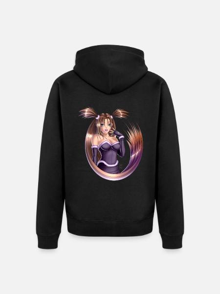 Anime Pigtails - Unisex Premium Organic Zip Hoodie - black