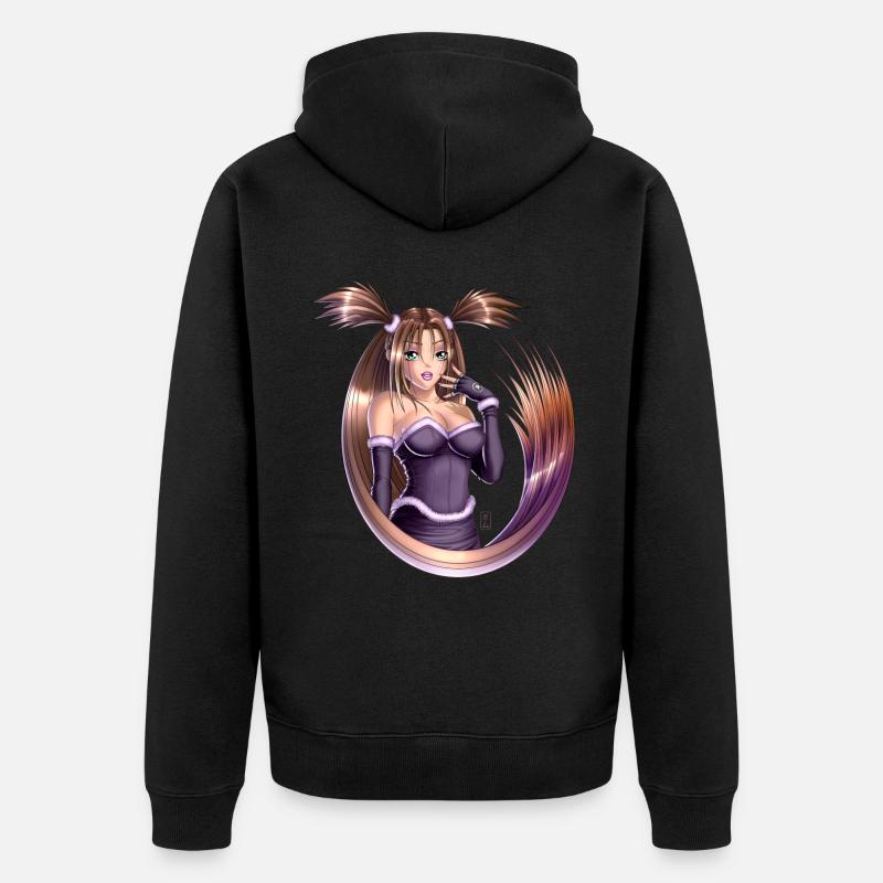 Anime Pigtails - Veste à capuche bio Premium Unisexe - noir