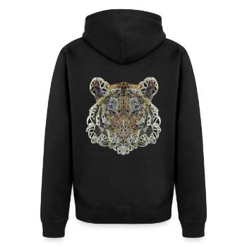 löwe sternzeichen2 .png - Unisex Premium Bio Zip Hoodie - Schwarz - Hinten - Nico (187cm)