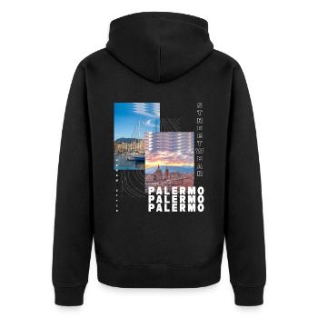 Palermo Italy City Skyline Home Love - Unisex Premium Organic Zip Hoodie - black - Back - Nico (187cm)