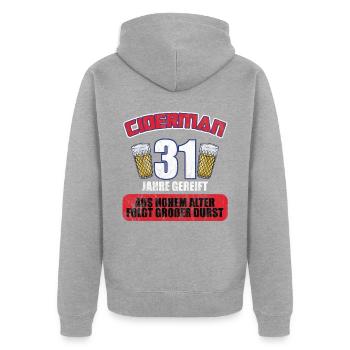 Ciderman 31 Jahre Geburtstag Apfelwein Äppelwoi - Unisex Premium Bio Zip Hoodie - Grau meliert - Hinten - Nico (187cm)