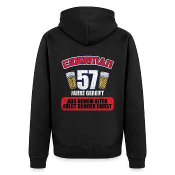 Ciderman 57 Jahre Geburtstag Apfelwein Äppelwoi - Unisex Premium Bio Zip Hoodie - Schwarz - Hinten - Nico (187cm)