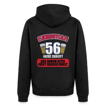 Ciderman 56 Jahre Geburtstag Apfelwein Äppelwoi - Unisex Premium Bio Zip Hoodie - Schwarz - Hinten - Nico (187cm)