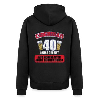 Ciderman 40 Jahre Geburtstag Apfelwein Äppelwoi - Unisex Premium Bio Zip Hoodie - Schwarz - Hinten - Nico (187cm)