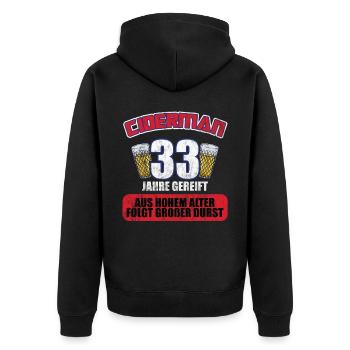 Ciderman 33 Jahre Geburtstag Apfelwein Äppelwoi - Unisex Premium Bio Zip Hoodie - Schwarz - Hinten - Nico (187cm)
