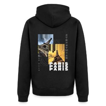 Paris France City Skyline Home Love - Unisex Premium Organic Zip Hoodie - black - Back - Nico (187cm)
